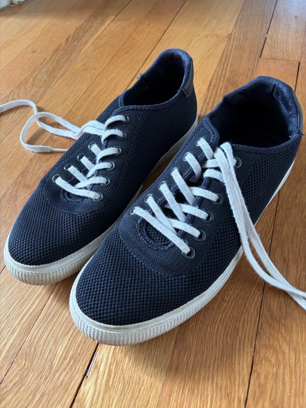 Lauren Ralph Lauren Navy Blue Mesh Sneakers with White Soles